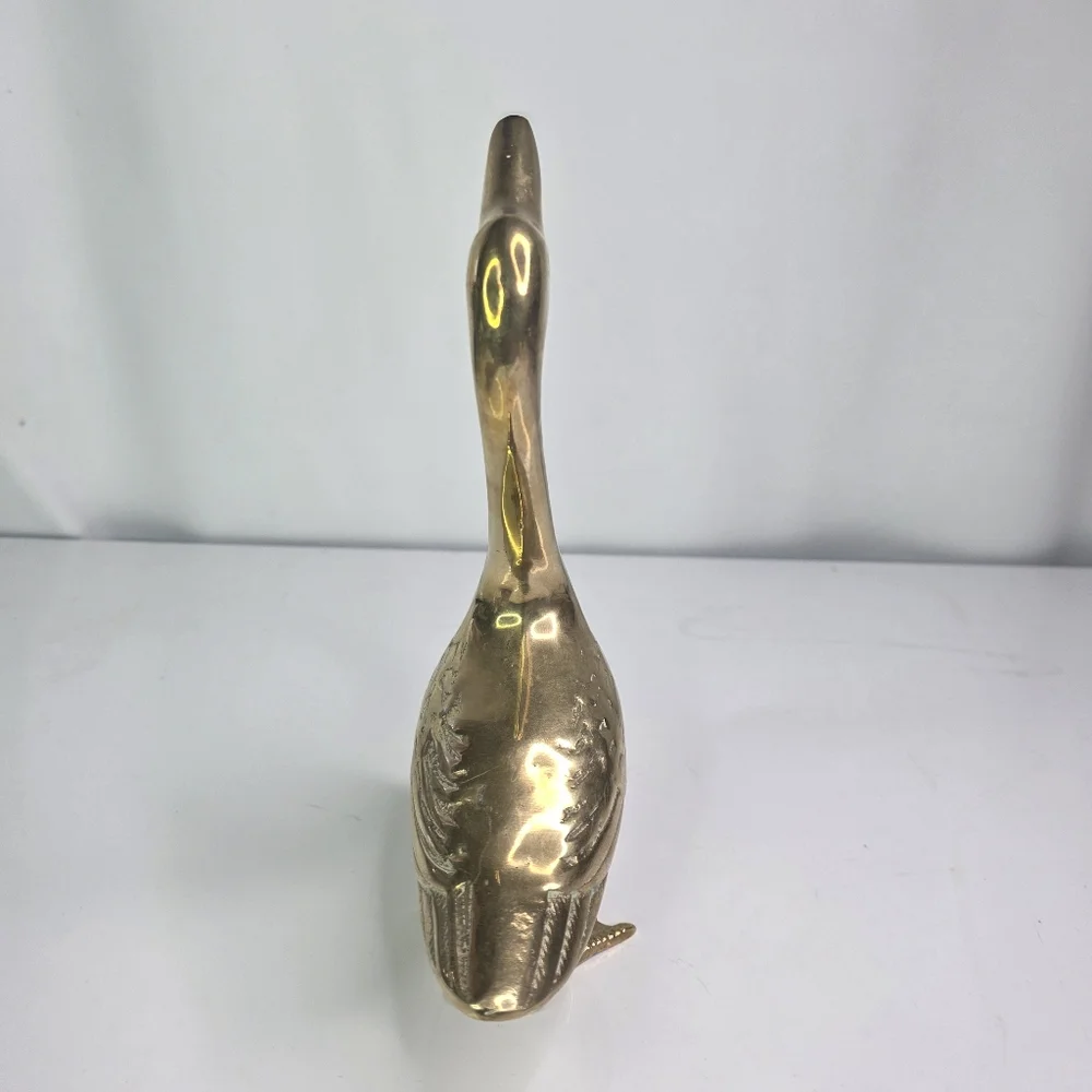 Vintage Brass Duck Goose Webbed Feet Legs Long Neck. - Picture 12 of 12